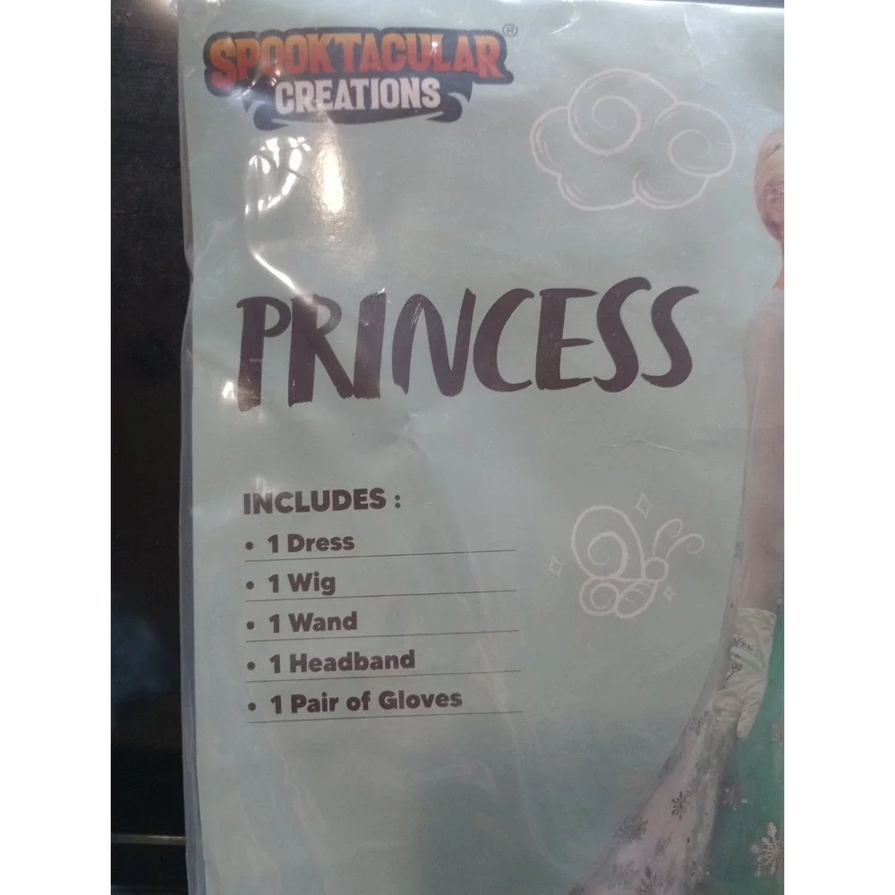 Girls Princess Costume Elsa Style Spooktacular Creations Size S 5-7 Dress Wig...